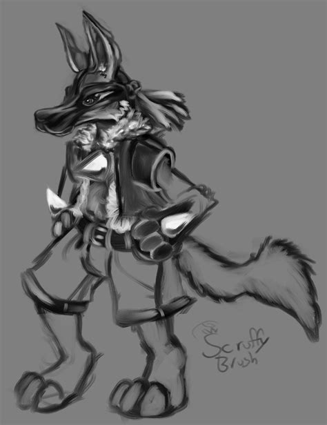 Lucario but mostly a clothed Jackal — Weasyl