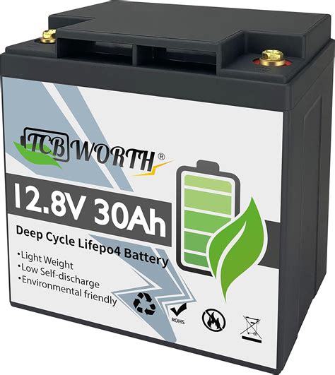 Tcbworth Lithium Battery 12v 30ah Lifepo4 Batteries With 30a Bms Deep Cycle Rechargeable