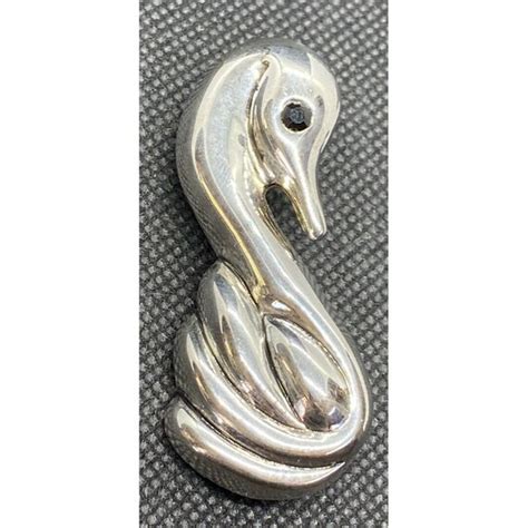 Vintage Sterling Silver Puffy Swan Brooch Pendant Uni Gem