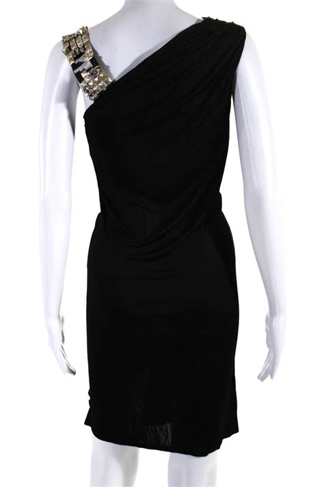 Emilio Pucci Womens Crystal Studded Strap Knit Sheath Dress Black Size