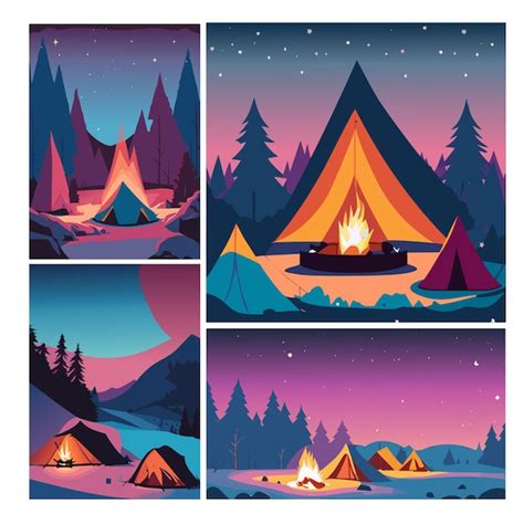 Campfire Tents Vector Premium Ai Generated Vector