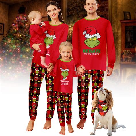 LUXI Plus Size Family Christmas Pajamas Classic Nightwear Sets Family Matching Pajamas Sets ...