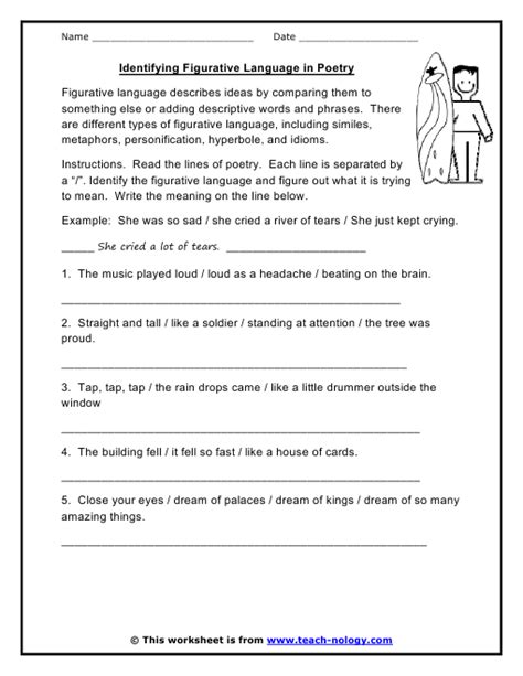 Understanding Figurative Language Worksheet