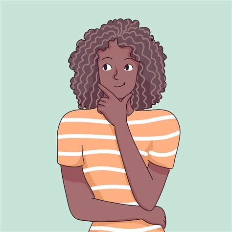 Premium Vector Black Girl Thinking Character Illustration