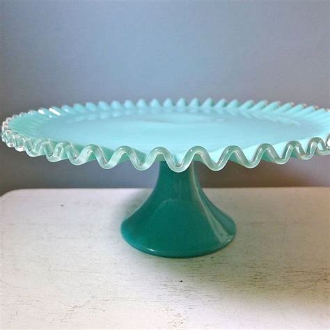 Vintage Fenton Robins Egg Blue Ruffle Cake Pedestal Etsy Vintage