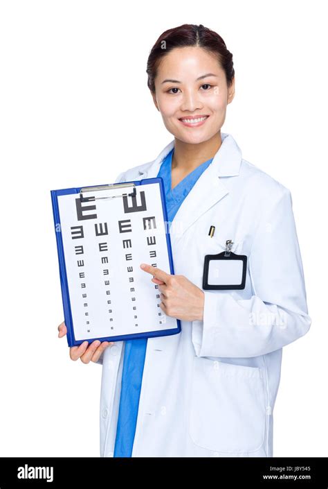 Optician Doctor Finger Point To Eye Chart Stock Photo Alamy