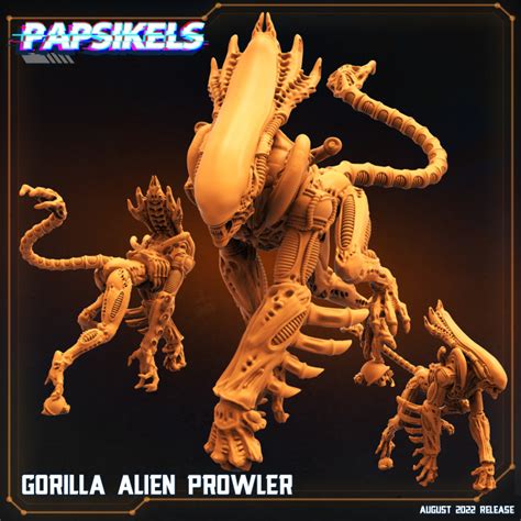 3D Printable GORILLA ALIEN PROWLER by PAPSIKELS MINIATURES