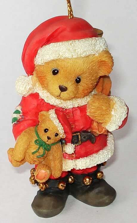 Cherished Teddies Bear Dressed As Santa Santa Bear Hanging Ornament