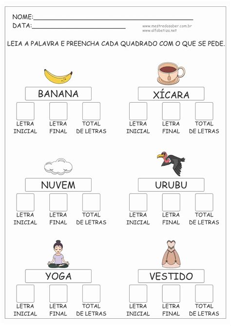 Atividades de Alfabetização 1 ano para imprimir Mestre do Saber