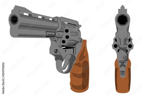 Revolver Front View A Realistic Image Of A Four Inch Revolver Stock