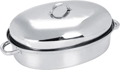 Stainless Steel Oval Roaster With Rack And Self Basting Lid Cm