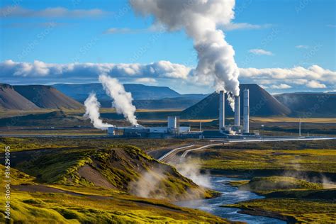 A Geothermal Power Plant In A Volcanic Landscape Geothermal Energy