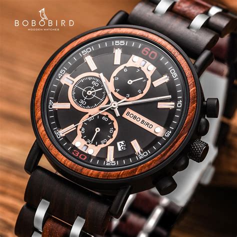 Bobo Vogel Houten Horloge Mannen Top Brand Luxe Stijlvolle Chronograaf