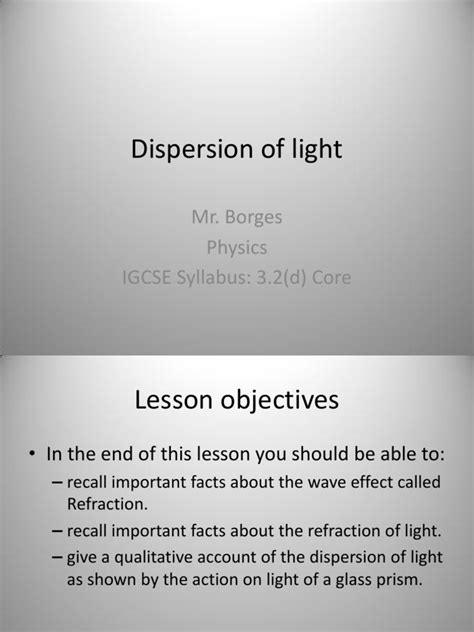 Dispersion of Light | PDF