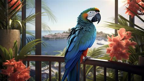 Premium Photo | Parrot catch on the fish pink Color ai generative image