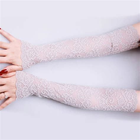 H Sunscreen Lace Arm Sleeve Lady Fingerless Gloves Women Sexy Long