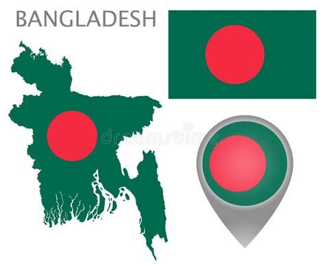 Bandeira De Bangladesh Mapa E Ponteiro Do Mapa Ilustração Do Vetor