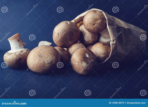 Little Brwon Mushrooms In A Paper Bag Stock Image Image Of Tasty