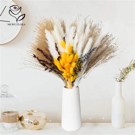 80pcs Dried Flowers Pampas Grass Wedding Boho Home Decor Fluffy Reeds