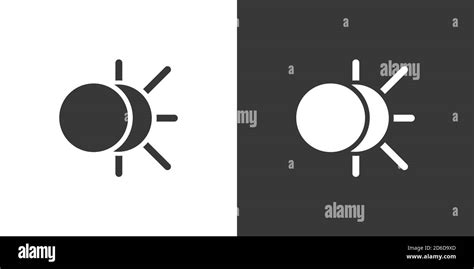 Solar Eclipse Isolated Icon On Black And White Background Weather