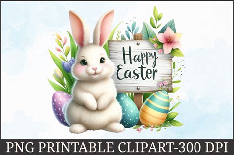 Cute Easter Bunny Sign Clipart Graphic By Artstory Creative Fabrica