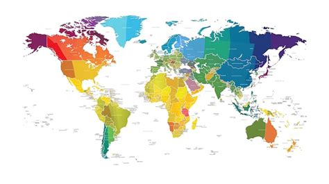 Carte Color E Du Monde Avec Les Noms Des Pays La Carte Est Divis E En