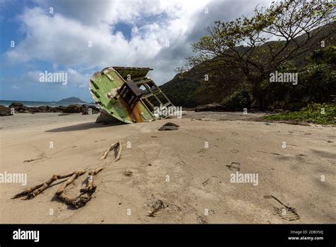 Boats Wreck On A Beach Of Con Dao In Vietnam Stock Photo Alamy