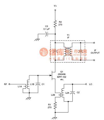 the mixer circuit of the radio frequency :JFET mixer RF circuit ...