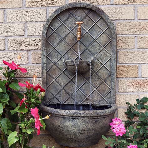 Sunnydaze Messina Outdoor Wall Water Fountain Waterfall Wall Mounted