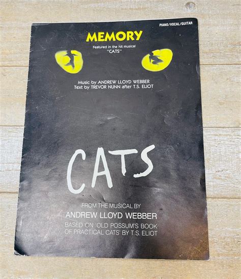 Vintage CATS Broadway Musical Song memory Song Sheet Music, CATS Song memory Original Cast 1981 ...