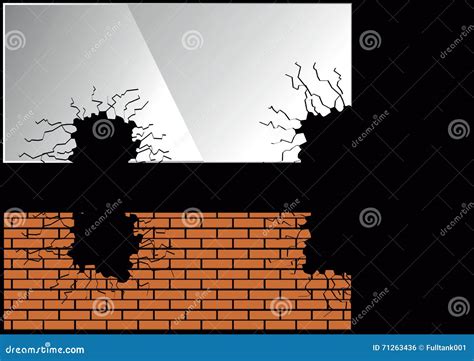 Breaking Effect On Glass And Brick Stock Illustration Illustration Of