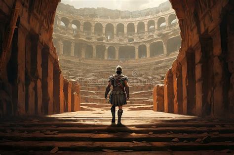 Ancient Roman Gladiator Entering the Colosseum before Battle Generative ...