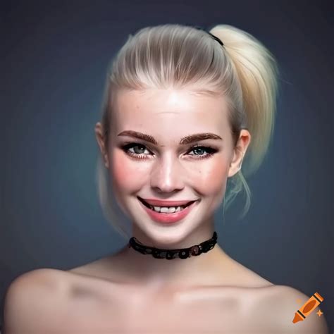 Portrait Of A Smiling Woman With Freckles And Blonde Hair On Craiyon