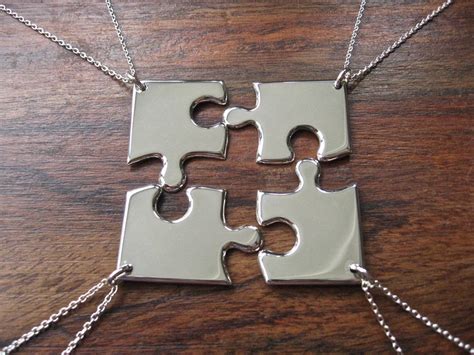 Four Corner Puzzle Silver Pendant Necklaces Etsy