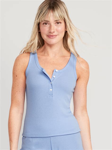 UltraLite Rib Knit Henley Lounge Tank Top For Women Old Navy