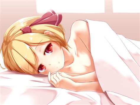 Bed Blonde Hair Headband Pokio Red Eyes Rumia Short Hair Topless Touhou Konachan