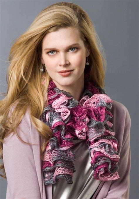 Frilly Knit Scarf In Red Heart Boutique Sashay Lw2517 Discover More Patterns By Red Heart