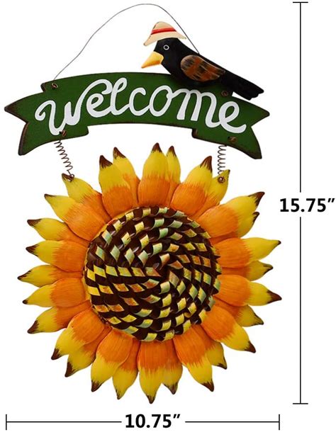 Metal Sunflower Welcome Sign Yk Decor