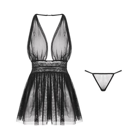Jual Cod Wanita Lingerie Sexy Renda Halter Babydoll Baju Tidur Jala Seksi A Shopee Indonesia