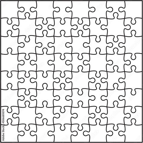 8x8 Jigsaw puzzle vector blank template background. 64 pieces and every ...