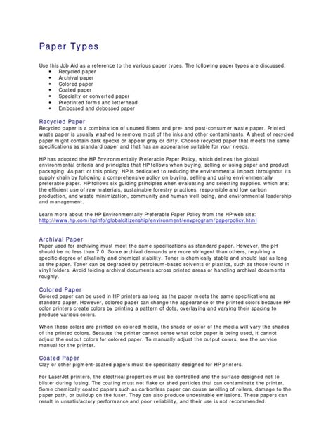 Paper Types | PDF | Printer (Computing) | Paper