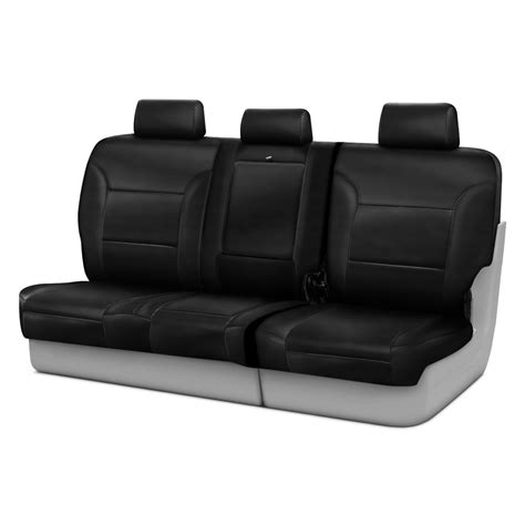 Coverking® CSC1L1TT7401 - Genuine Leather 3rd Row Black Custom Seat Covers