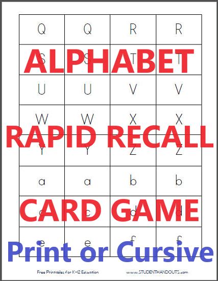 ABC Alphabet Memory-Style Game PDF Printable | Student Handouts