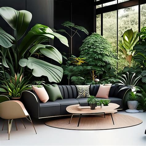 Sala De Estar Al Aire Libre Espacio Zen Con Plantas Tropicales Y