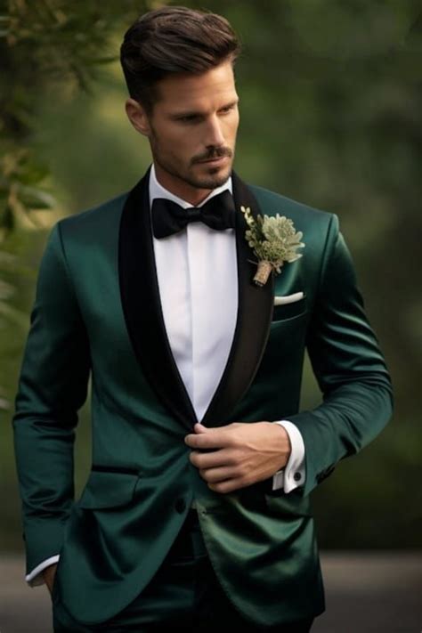 Dapper Elegance Men S Emerald Green Tuxedo Suit For Timeless Style