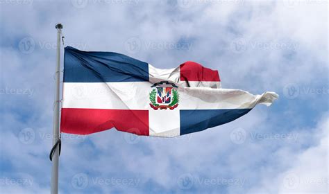 Dominican Republic flag - realistic waving fabric flag. 9404576 Stock ...