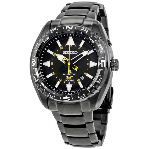 Seiko Prospex Kinetic Black Dial Black Ion Plated Mens Watch Sun047 Prospex Seiko Watches