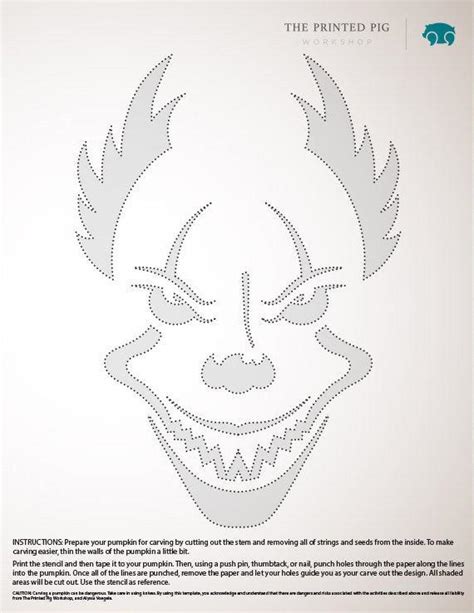 IT - Pennywise (Pumpkin Stencil - Pumpkin Pattern - Pumpkin Template - Jack-o-lantern stencil ...