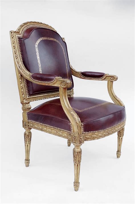 Fauteuil La Reine De Style Louis Xvi Bois Dor Et Cuir Xix Me Si Cle