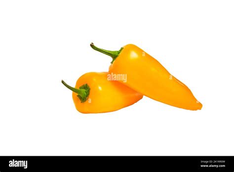 Two Yellow Hot Jalape O Peppers Isolated On A White Background Stock Photo Alamy